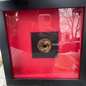 Asian coiled dragon shape pendant, jade frame with red panel